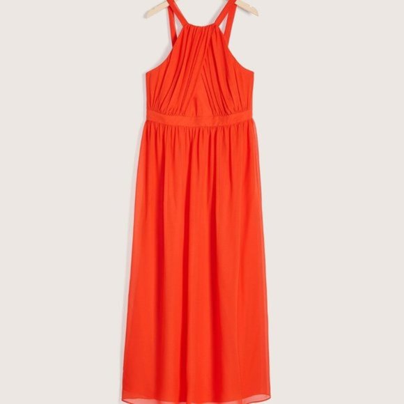 Luxe Dresses & Skirts - NWT Orange Flowy Grecian Halter Maxi Dress Size 16